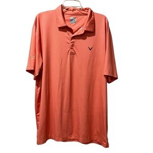 Callaway Polo Shirt XL Extra Large Orange Opti Dri Golf Performance Shor…